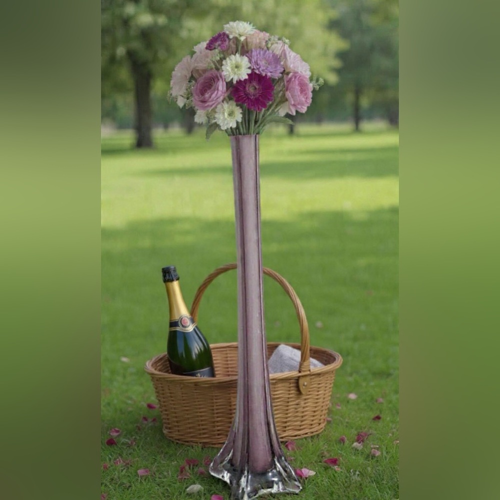 Eiffel tower vase 15.5” inch high decorative vase purple ( wine color )